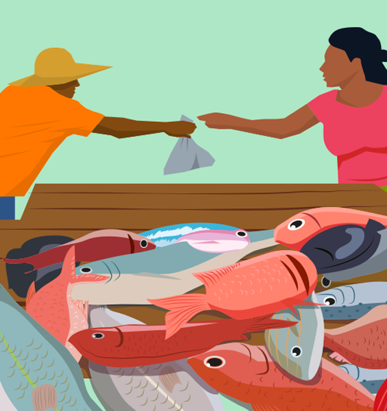 Illustration achat de poisson